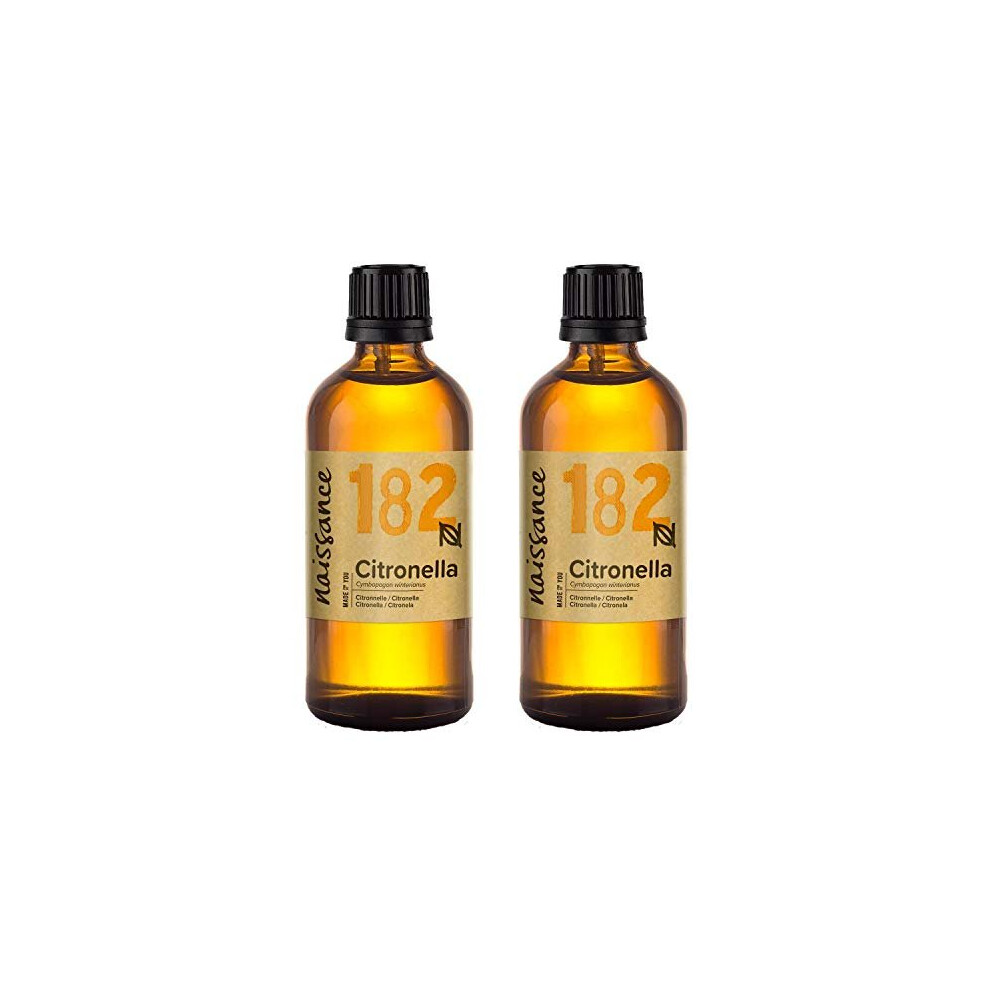 Naissance Citronella Essential Oil 200ml (2x100ml) - 100% Pure, Natural, Cruelty Free, Steam Distilled and Undiluted