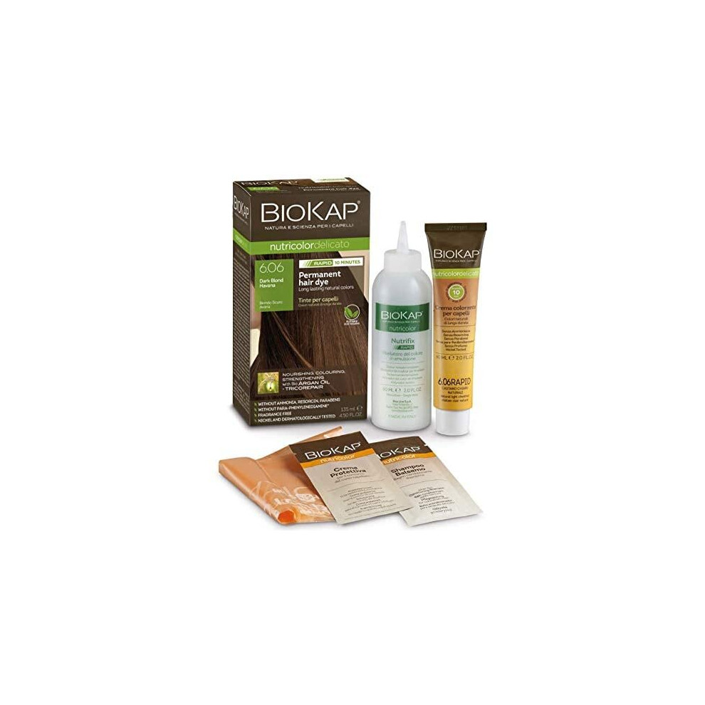 Biokap Dark Blond Havana 6.06 Rapid Hair Dye 135 Ml - Works In Just 10 Mins, Permanent, Vegan & Natural Nourishing Formula Suitable For Sens