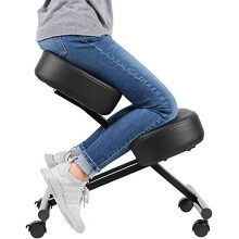 DRAGONN (By VIVO Ergonomic Kneeling Chair, Adjustable Stool for Home and Office - Improve Your Posture with an Angled Seat - Thick Comfortable Cu