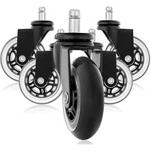 Rollerblade Style Rubber Replacement Wheels, Office Chair Caster Wheels for Your Desk Chair, Quiet Rolling Casters Perfect for Hardwood Floors, C