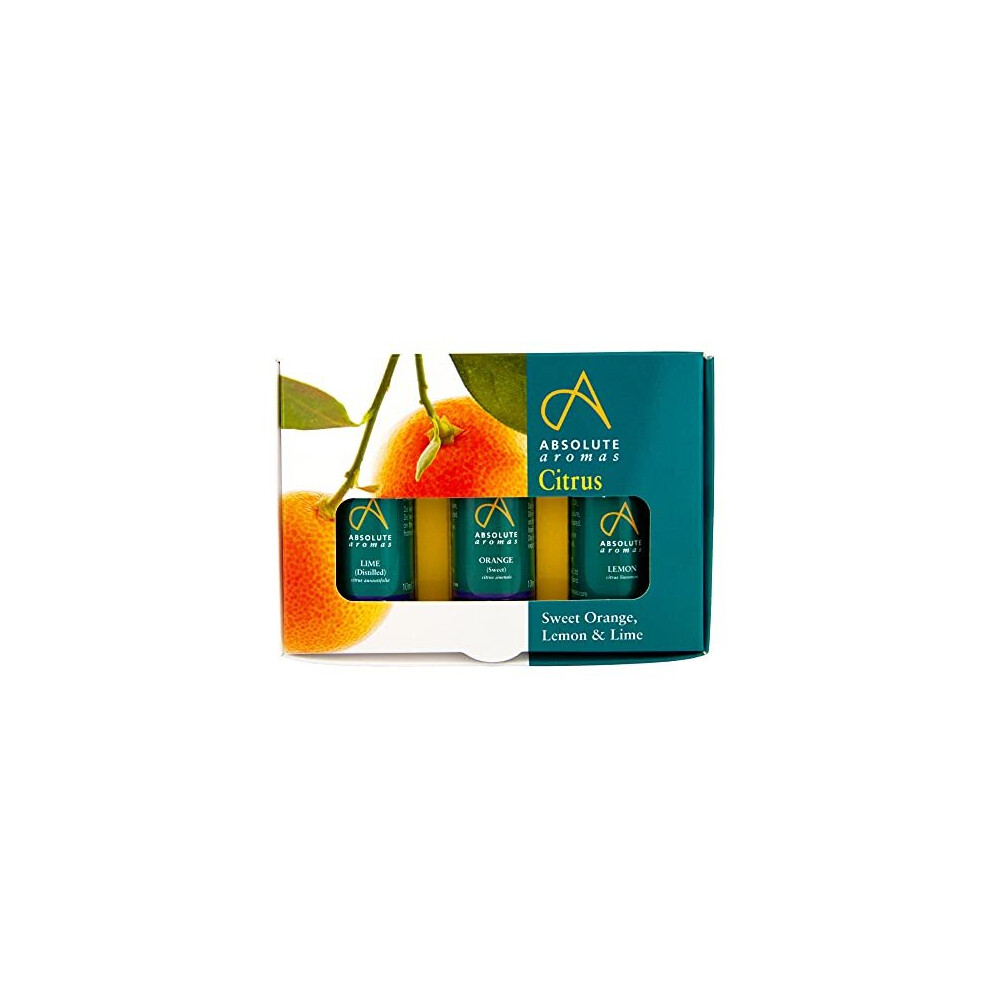 Absolute Aromas Citrus Essential Oils Bundle - Set of 3 x 10ml - 100% Pure Lemon, Lime & Orange Essential Oils  for Aromatherapy and Diffusers