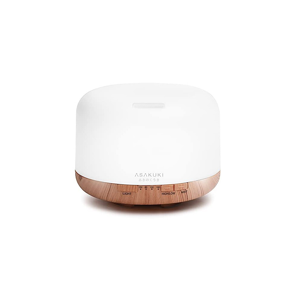 ASAKUKI 500ml Essential Oil Diffuser, Premium 5 In 1 Ultrasonic Aromatherapy Scented Oil Diffuser Vaporizer Humidifier, Timer and Waterless Auto-