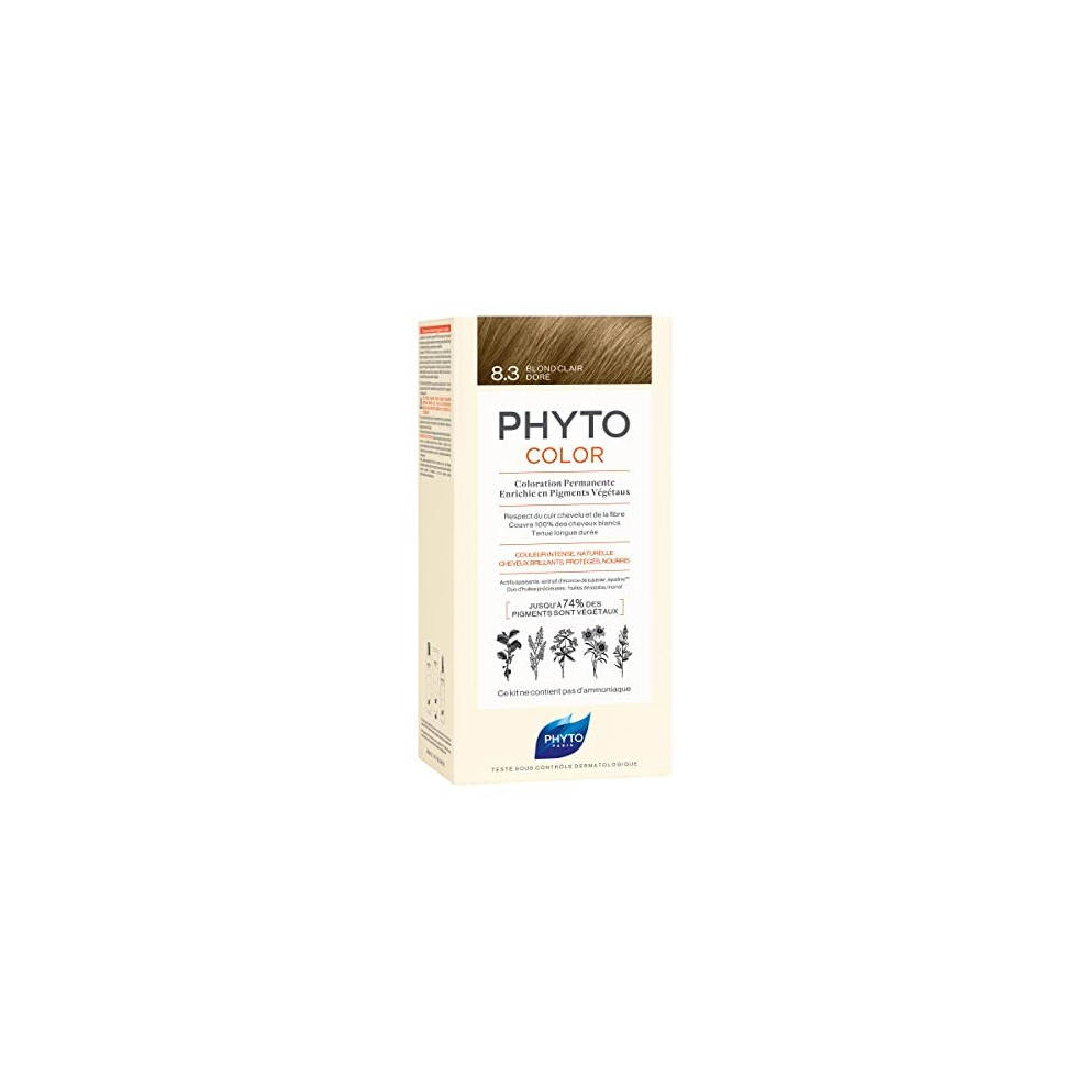 Color: Permanent Hair Dye by PHYTO Shade: 8.3 Light Golden Blonde