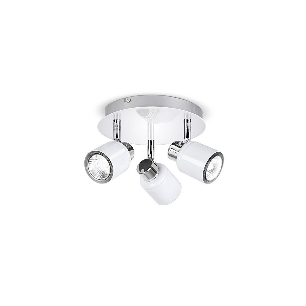 ValueLights Benton White IP44 Round 3 Way Spot Flush Ceiling Light