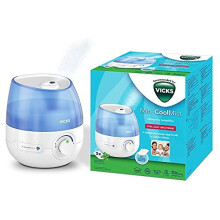 Vicks Mini Cool Mist Ultrasonic Humidifier (compact, quiet, for better sleep, cough and cold, comfort, essential oils, humidity, rooms up to 15m2