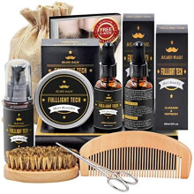 Beard Kit for Men Grooming & Care W/Beard Shampoo Oil Balm Comb Brush Scissor