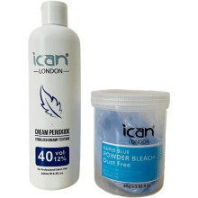 ICAN LONDON PROFESSIONAL CREAM PEROXIDE 40 VOL 12% 250 ML + RAPID BLUE POWDER BLEACH (JAR)80 G SET