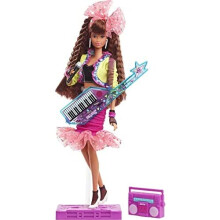 Barbie Rewind 80s Edition Dolls Night Out Doll (Brunette de 11,5 pouces)  la fte avec une jupe et des accessoires de veste non avec cassette D