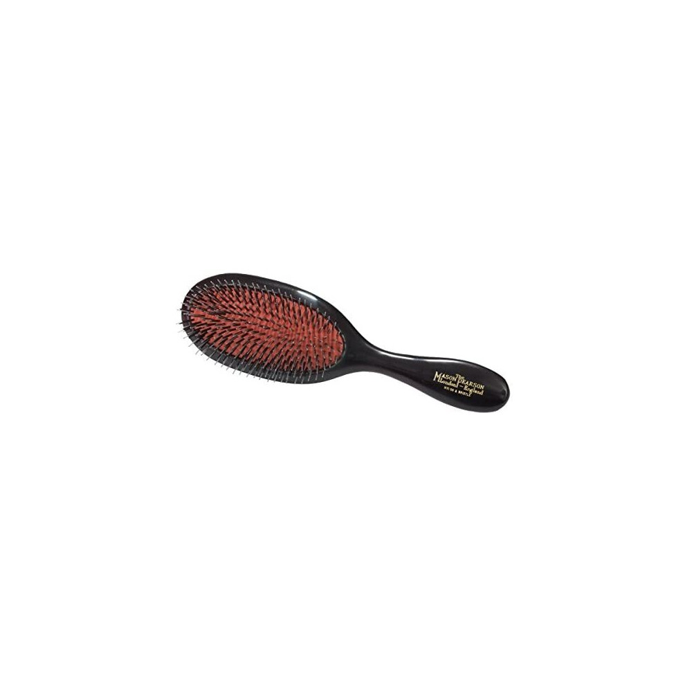 Mason Pearson BN3 Handy Boar Bristle Nylon Tufts Hair Brush, Cleaner, Gift Box