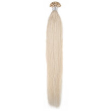 50 Strands Nail U Tip Remy Human Hair Extensions Platinum Blonde 60# Pre Bonded Natural Straight 0.5g/strand 20 inch