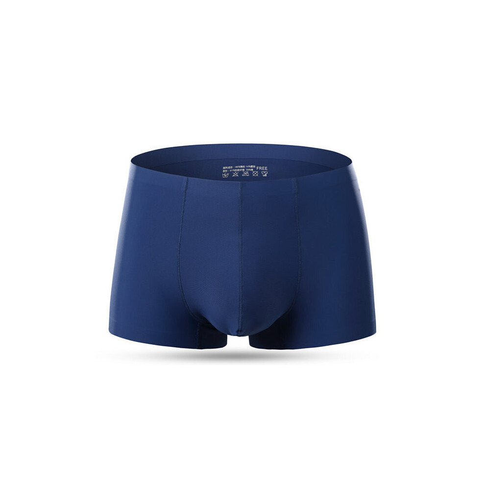 (Dark Blue, S) Men Comfortable Breathable Mid Rise Silk Underwear