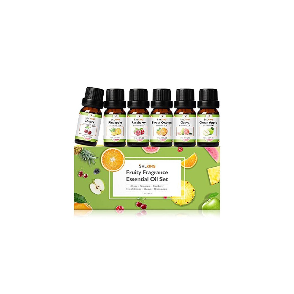 SALKING Fruity Fragrance Essential Oils Set 6 x 10ML,Â Essential Oil Gift Set Scented Oils for Diffuser Candle Making - Pineapple,Guava,Raspberry,