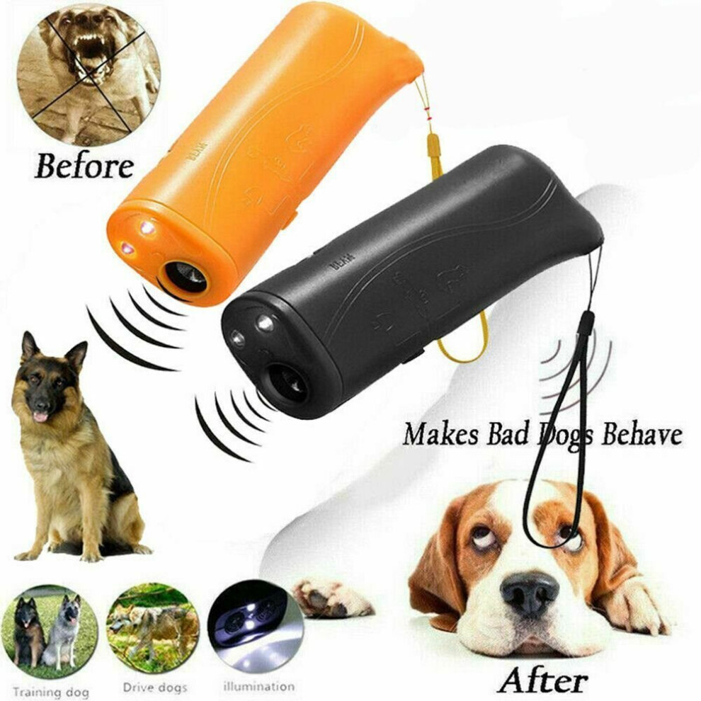 (Yellow) Ultrasonic Anti Barking Dog Repeller Train Control Device Bark Stop Trainer