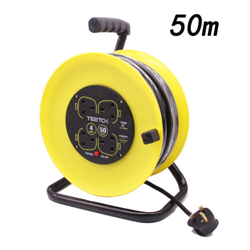 Outdoor Extension Cable Reel 50m 13A 4Way Gang Socket Electrical