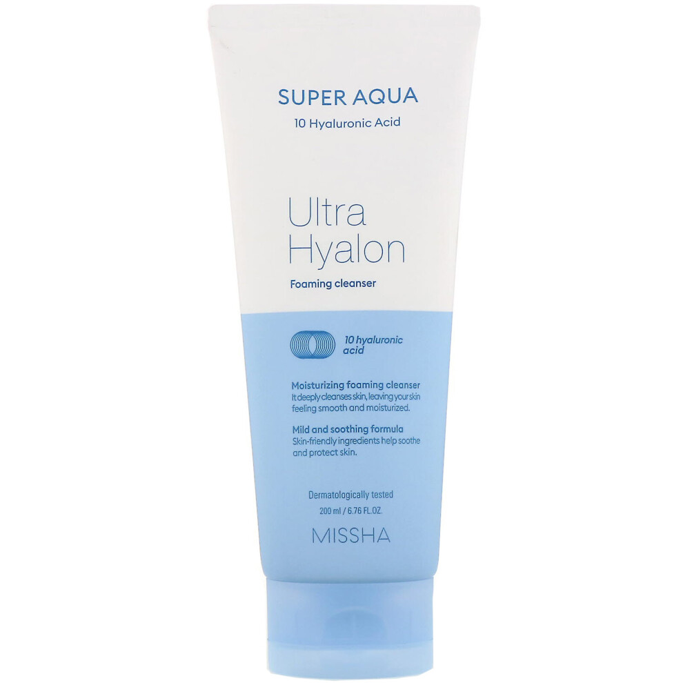 Missha , Super Aqua Ultra Hyalon Foaming Cleanser, 6.76 Fl Oz (200 Ml)