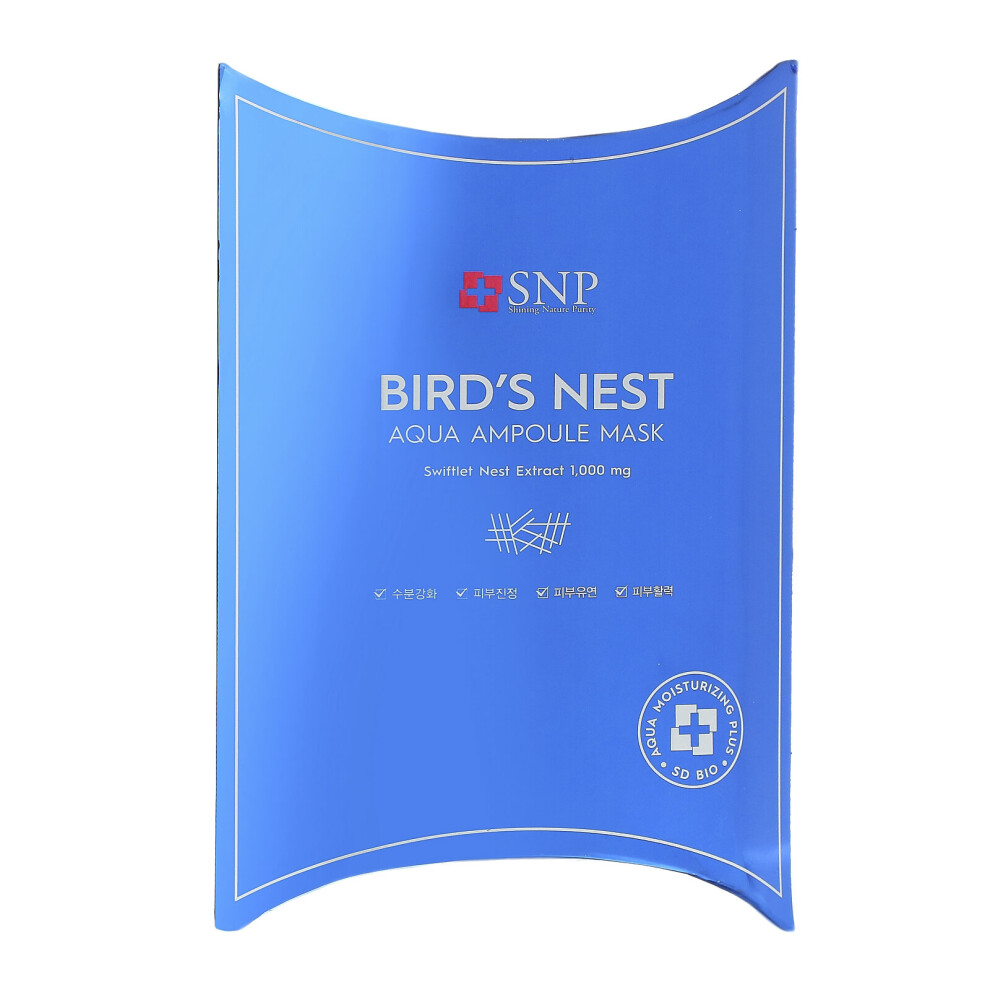 Snp , Bird's Nest Aqua Ampoule Beauty Mask, 10 Sheets, 0.84 Fl Oz (25 Ml) Each