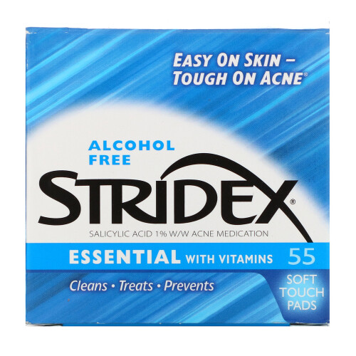 Stridex, Essential mit Vitaminen, Alkoholfrei, 55 Soft Touch Pads 1