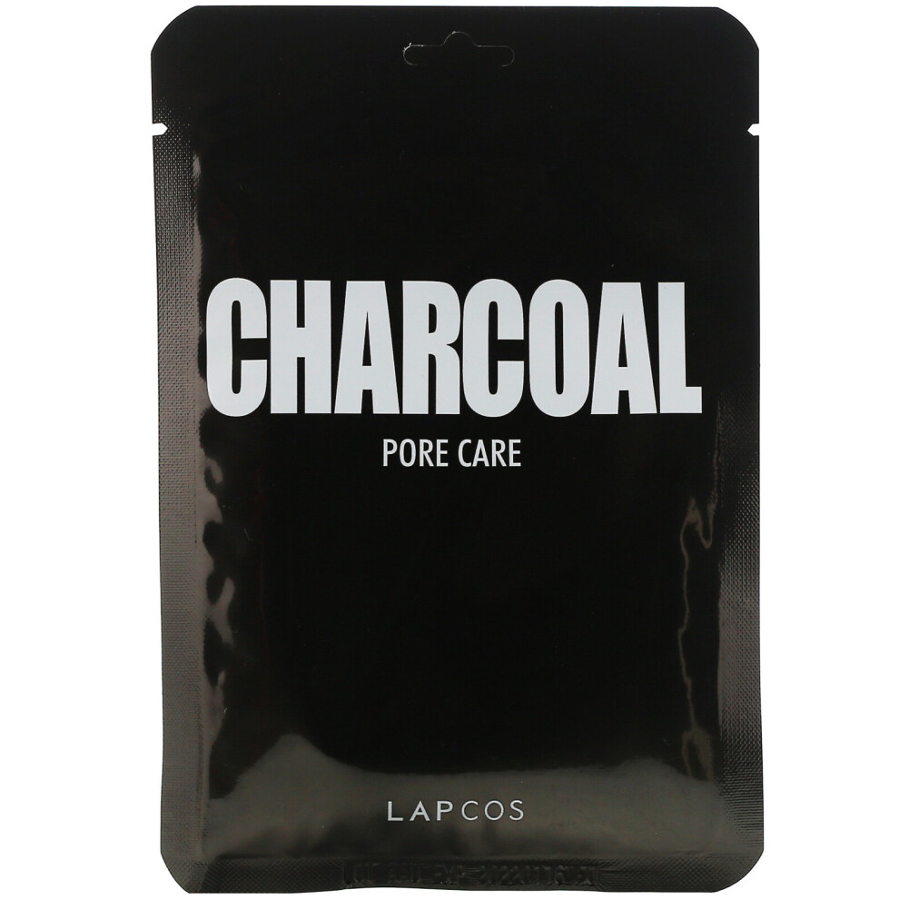 Lapcos , Daily Beauty Skin Mask Charcoal, Pore Care, 5 Sheets, 0.84 Fl Oz (25 Ml) Each