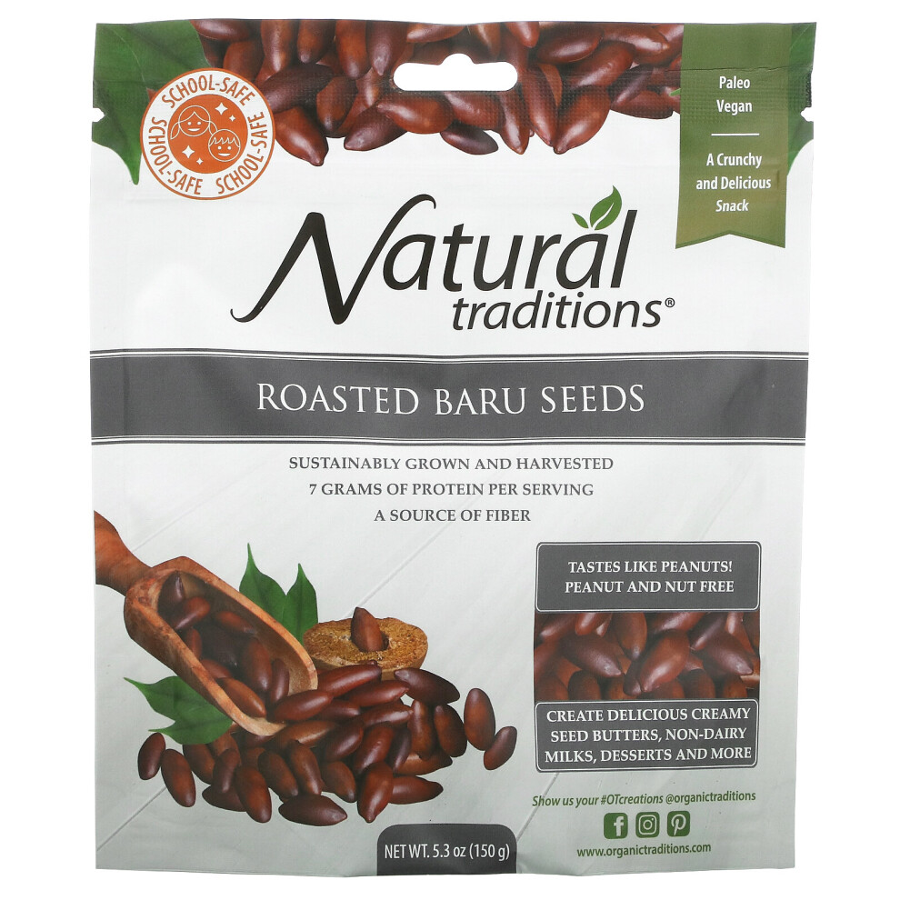 Organic Traditions, Roasted Baru Seeds,  5.3 oz (150 g)