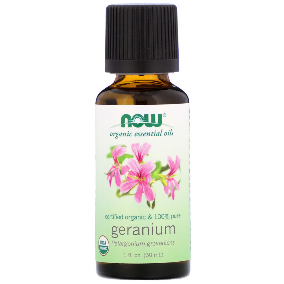 NOW Foods, Organic Essential Oils, Geranium, 1 fl oz (30 ml)