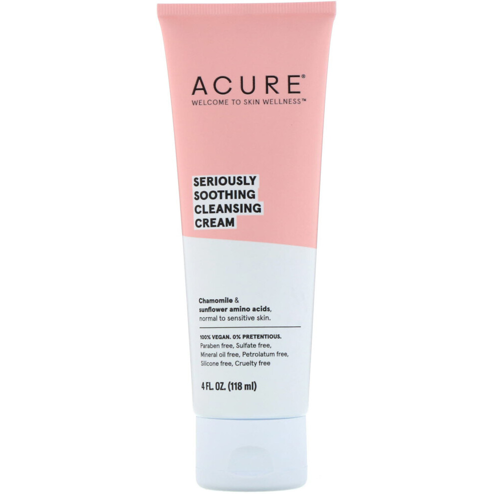 Acure Cream Seriously Soothing Cleansing 4 Fl Oz (118 Ml)