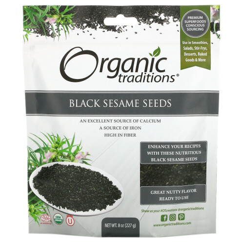Organic Traditions, Graines de Sésame Noir, 8 oz (227 g)