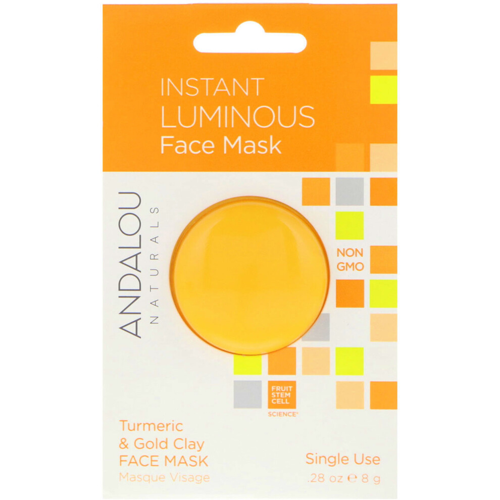 Andalou Naturals Gold Instant Luminous, Turmeric & Clay Beauty Face Mask, .28 Oz (8 G)