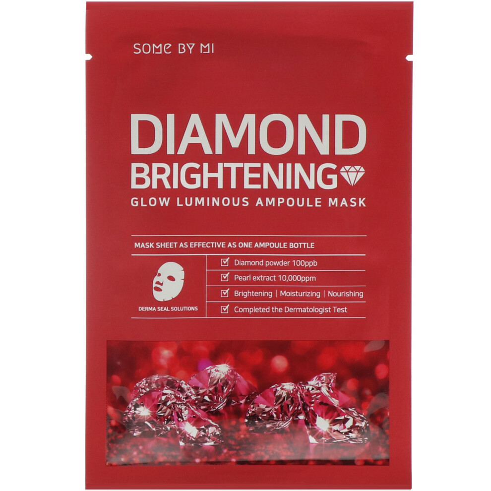 Some By Mi , Glow Luminous Ampoule Beauty Mask, Diamond Brightening, 10 Sheets, 25 Each
