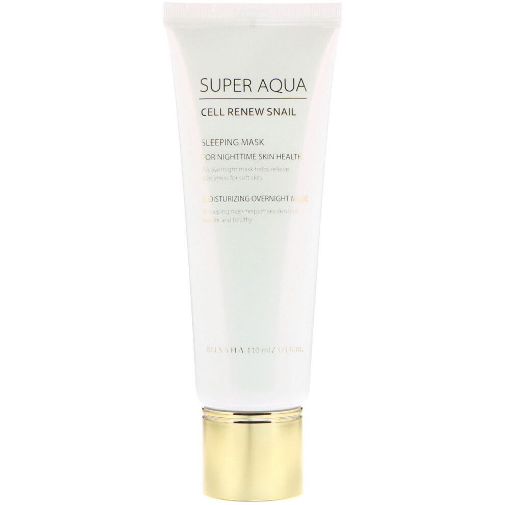 Missha , Super Aqua, Cell Renew Snail, Sleeping Beauty Mask, 3.7 Fl Oz (110 Ml)