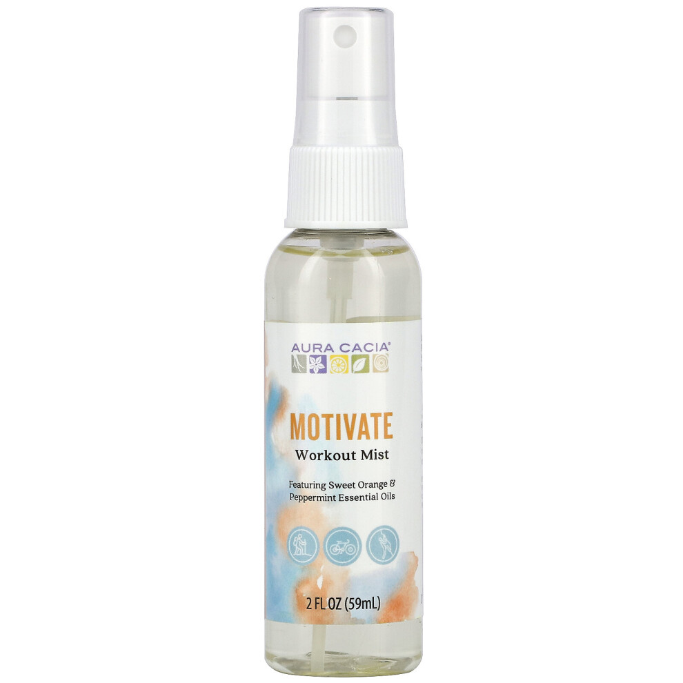 Aura Cacia, Workout Mist, Motivate, 2 fl oz (59 ml)-image-OPC-P9GNJ7Y-NEW