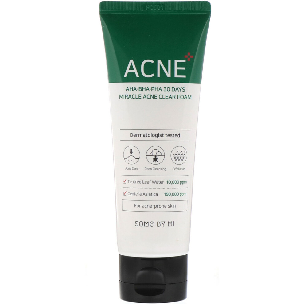 Some By Mi , Aha, Bha, Pha 30 Days Miracle Acne Clear Foam, 100 Ml