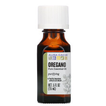 Huile essentielle d'origan 100 % pure Aura Cacia, test   e par GC/MS pour sa puret   , 15 ml (Origanum vulgare) 0,5 oz liq.