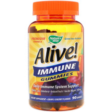 Nature's Way Alive! Immune Support* Gummies mit Holunderbeerenextrakt, Vitamin C & D3, Zink, glutenfrei, Trauben- & Kirschgeschmack, 90 vegetaris