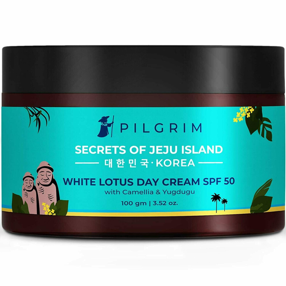 Pilgrim White Lotus Face Cream SPF 50 PA+ for skin whitening brightening 100ml