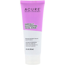 Acure Radically Rejuvenating Facial Scrub - Moroccan Red Clay & Rose Oil, 4 fl oz, 100% Vegan, Leaping Bunny Certified
