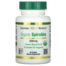 California Gold Nutrition, Spiruline Biologique, 1 500 mg, 60 Comprimés (500 mg par Comprimé)