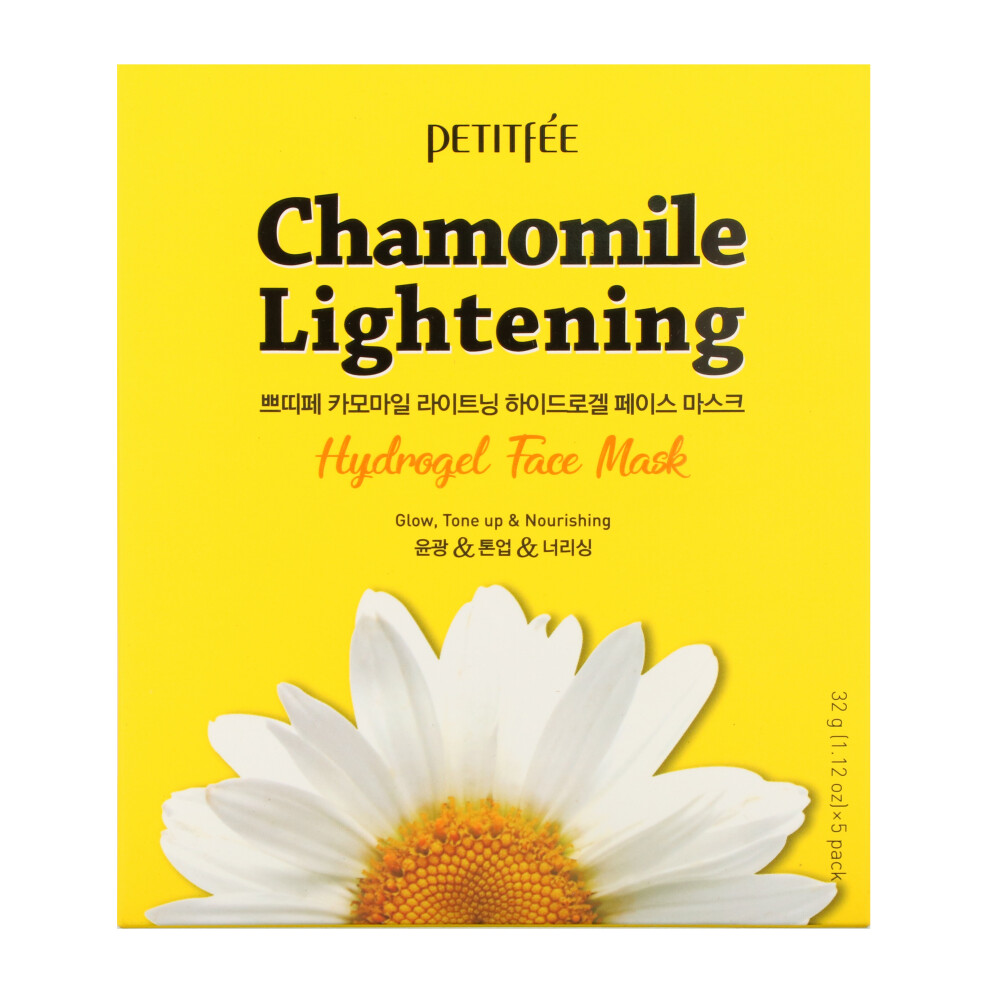 Petitfee Yellow Chamomile Lightening, Hydrogel Beauty Face Mask, 5 Sheets, 1.12 Oz (32 G) Each