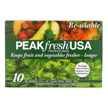 PEAKfresh USA, Obst- und Gemüsebeutel mit Drehverschlüssen, 10 wiederverwendbare Beutel
