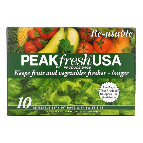 PEAKfresh USA, Obst- und Gemüsebeutel mit Drehverschlüssen, 10 wiederverwendbare Beutel