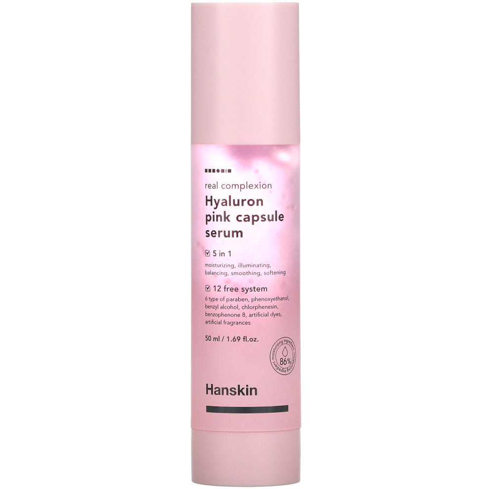 Hanskin Pink Real Complexion, Hyaluron Capsule Serum, 1.69 Fl Oz (50 Ml)
