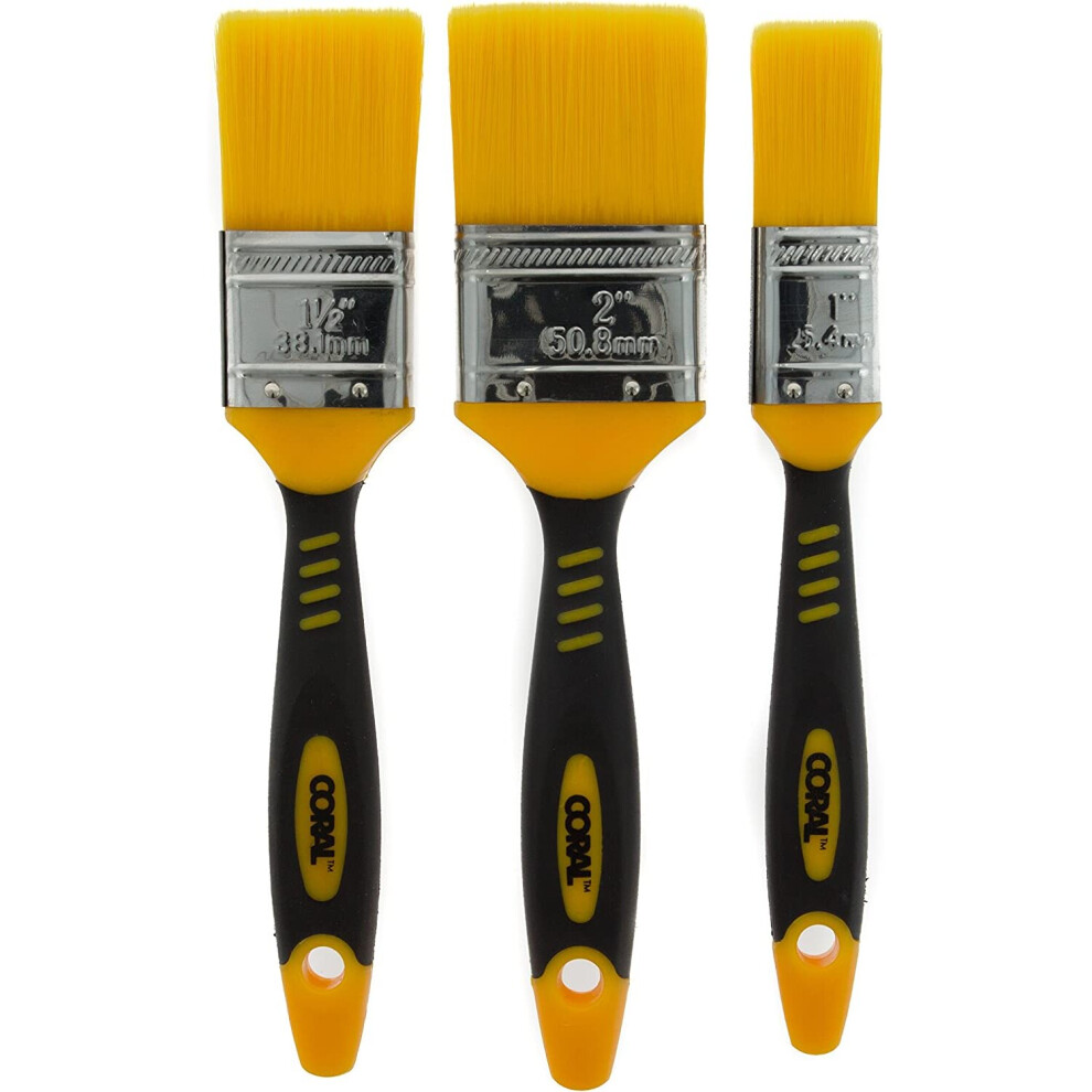 Coral Zero Paint Brushes with Bristle Paintbrush Heads 3 Piece Set