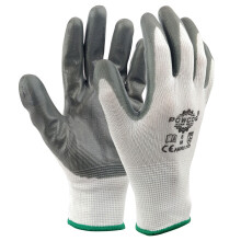 (Large) 12 Pairs Nitrile Coated Grey Work Gloves - DIY Builders