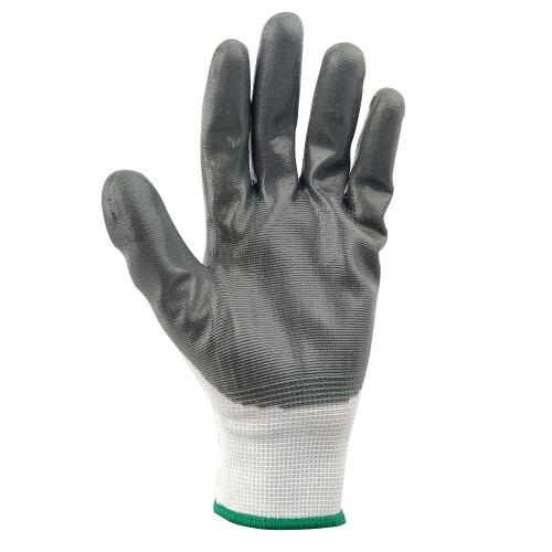 (2XL) 12 Pairs Nitrile Coated Grey Work Gloves - DIY Builders 1