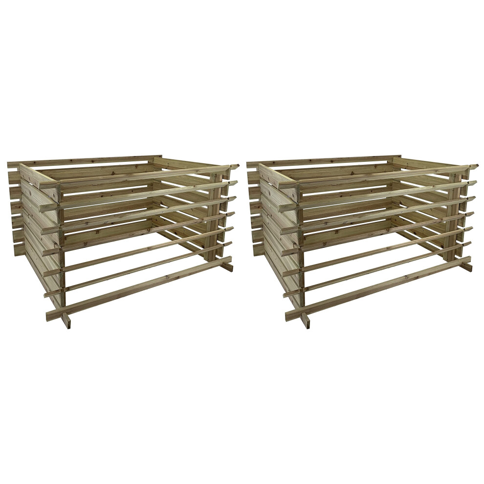 Set of 2 Wooden Slatted Garden Composters (65cm x 120cm)