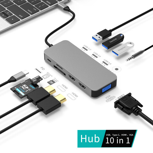 Station d'accueil 10in1 double HDMI 1