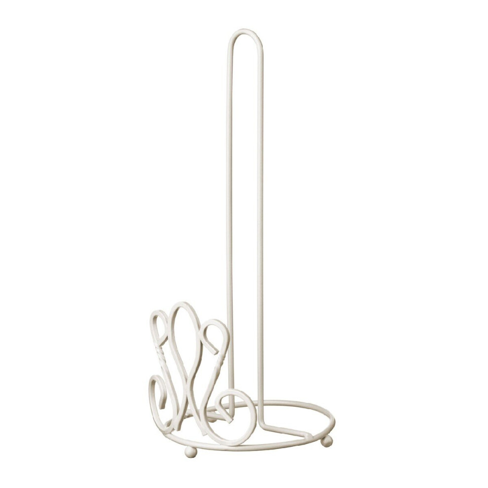 De Lis Cream Metal Tissue Kitchen Roll Holder Paper Towel Rack Stand Dispenser