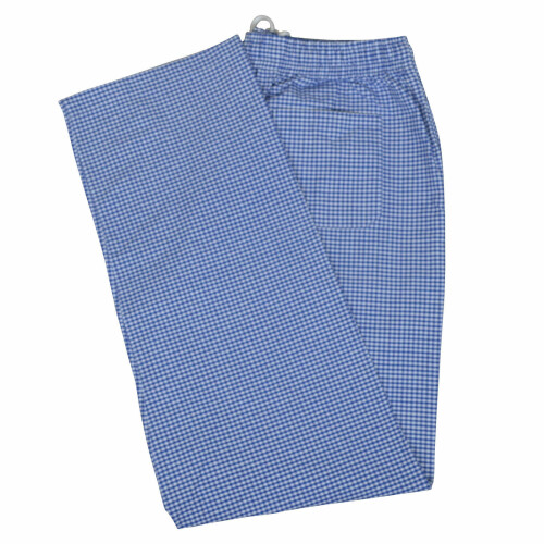 (Blue & White Check, M) Chef Trousers Gingham check Elasticated Trouser UK