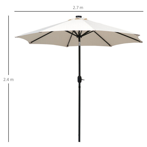 2.7MT Solar Powered Solid Metal 24 Led Cream Parasol Outdoor Best 2