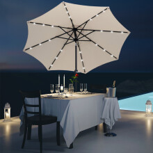 2.7MT Solar Powered Solid Metal 24 Led Cream Parasol Outdoor Best