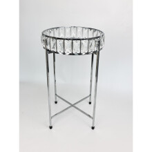 Silver Crystal Mirrored Tray Table Removable Top Living Room Bedroom Deco G-0330